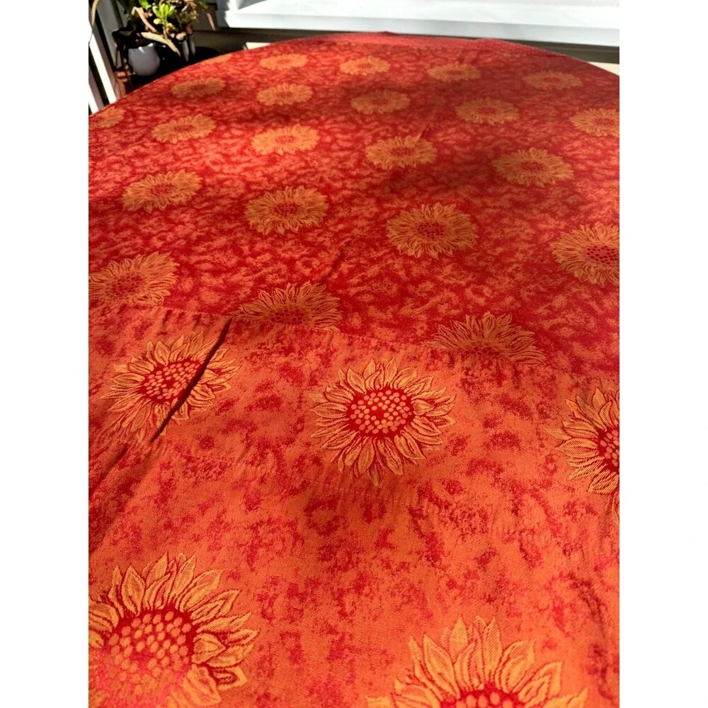Tissus Toselli French Jacquard Tablecloth Orange Sunflower 56